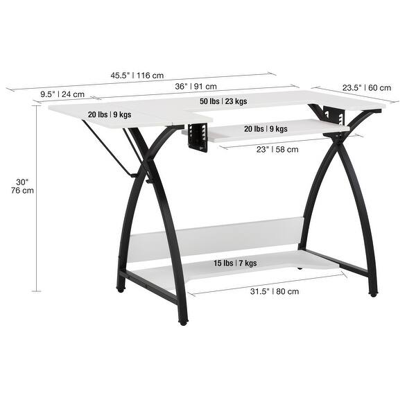 dimension image slide 1 of 2, Sew Ready Comet Plus Black Metal Frame MDF Top Craft,Sewing, Office Table