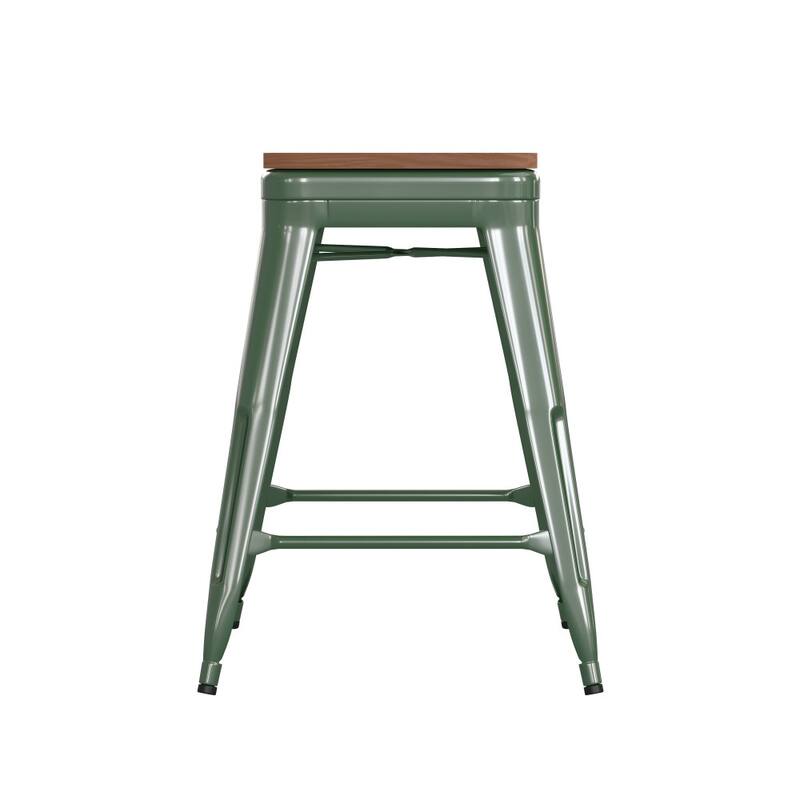 Indoor/Outdoor Backless Counter Stool with Poly Resin Seat