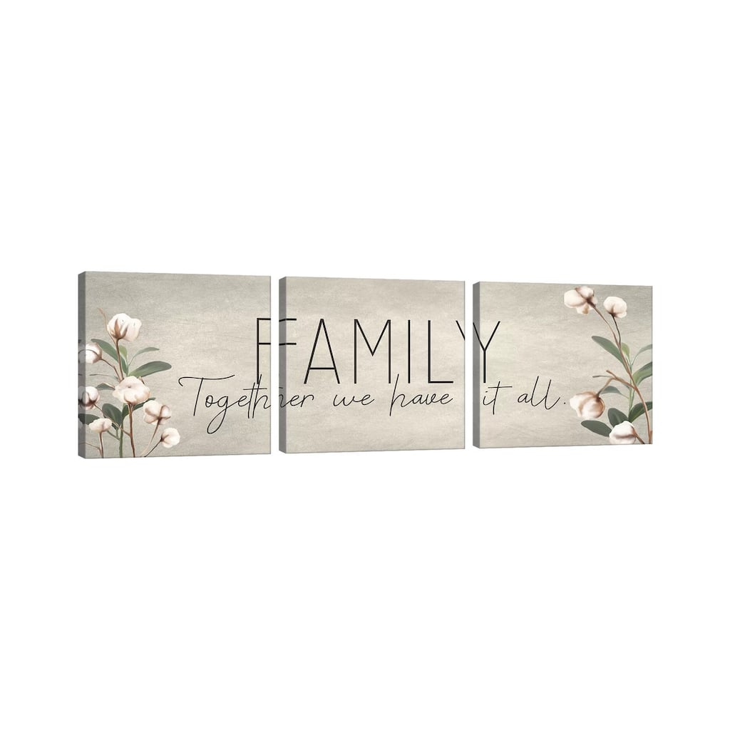 iCanvas "Family Together Cotton" by Kimberly Allen 3-Piece Canvas Wall Art Set