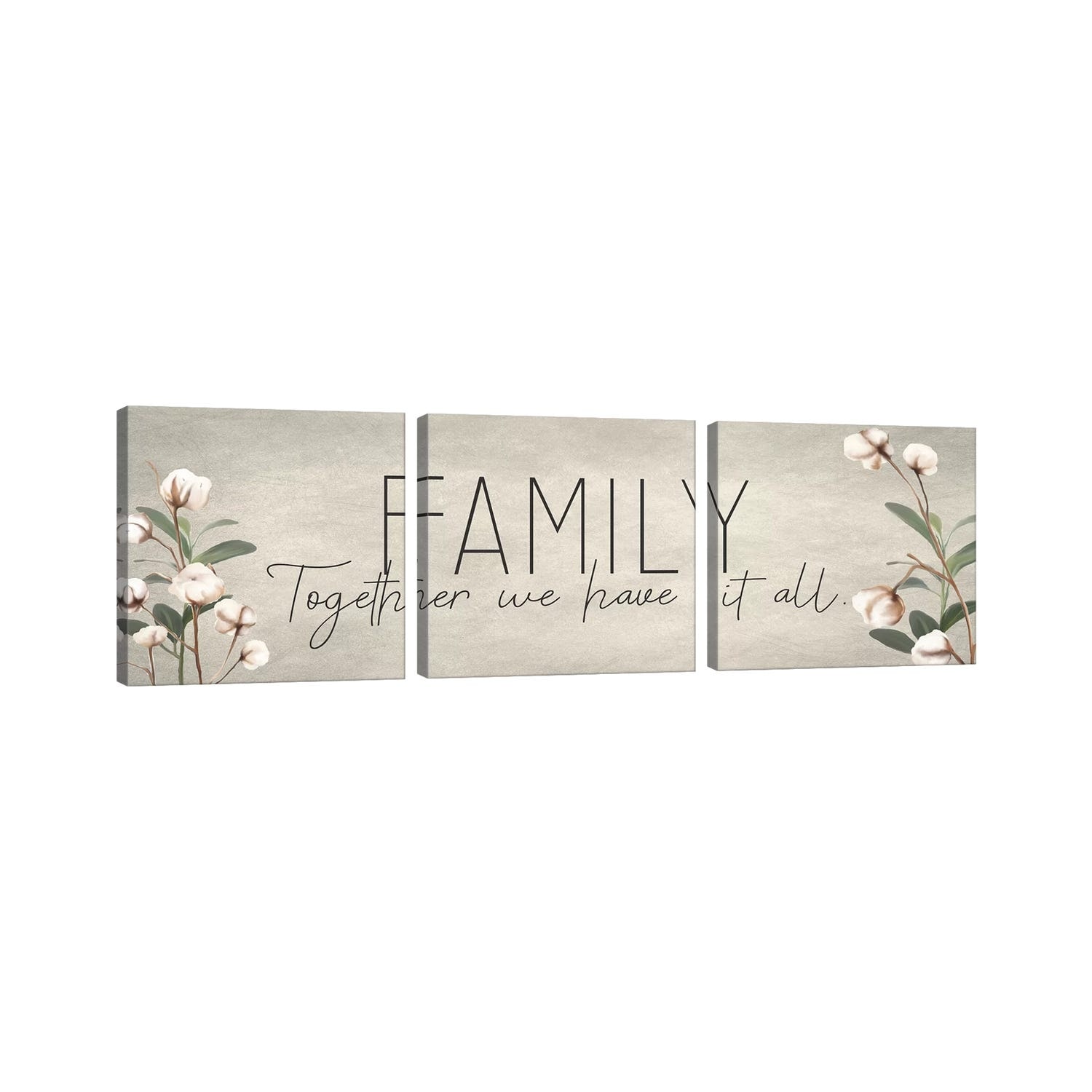 iCanvas "Family Together Cotton" by Kimberly Allen 3-Piece Canvas Wall Art Set