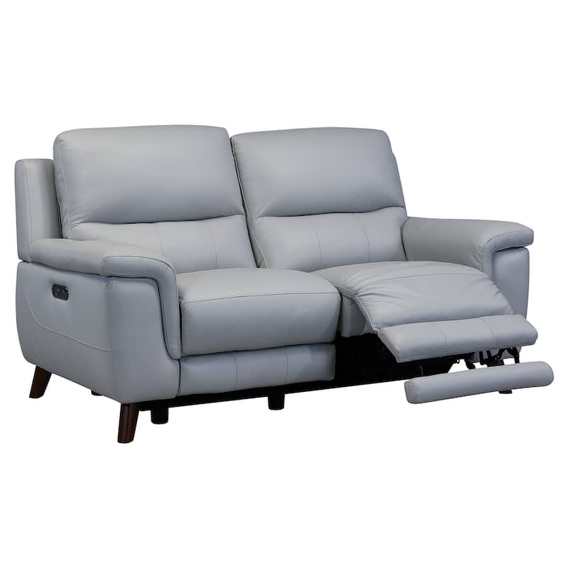 Lizette 65" Dove Grey or Brown Leather Power Recliner Loveseat with USB