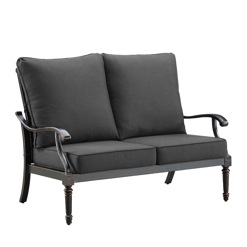 Black Aluminum Deep Seating Deep Seating Loveseat with Cushions