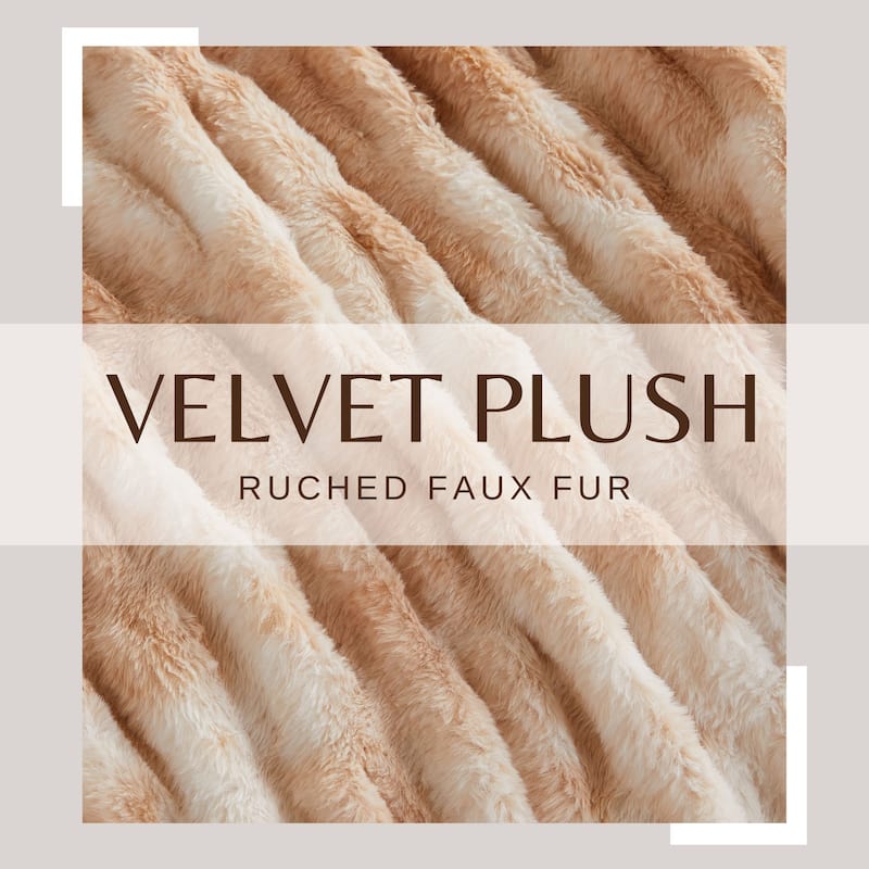 Luxurious Ruched Faux Fur Reversible Microfiber Throw