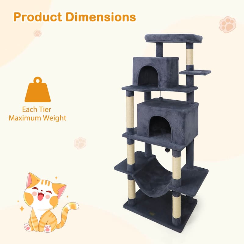 Costway 70” Large Cat Tree for Indoor Cats with Plush Top Perch, Dual - See Details