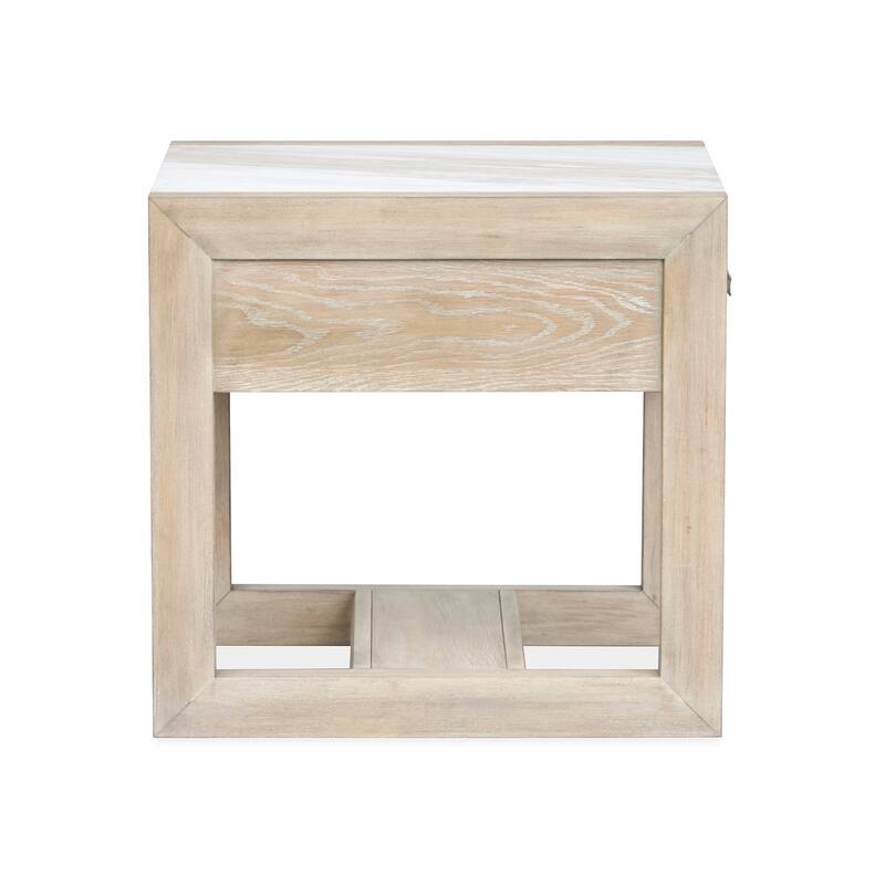 Magnussen Home Preston Gallery Buff and Antique Silver Rectangular End Table - 20''W x 25''D x 24''H