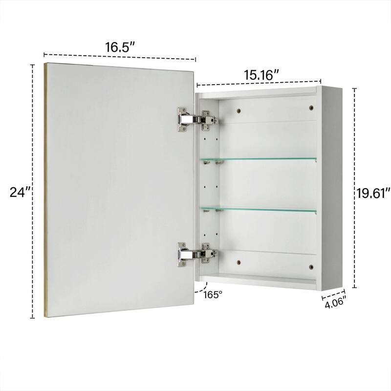 TEHOME Velin Recessed and Surface Mount Bathroom Medicine Cabinet with Mirror Square Cornered Metal Framed Rounded Rectangle