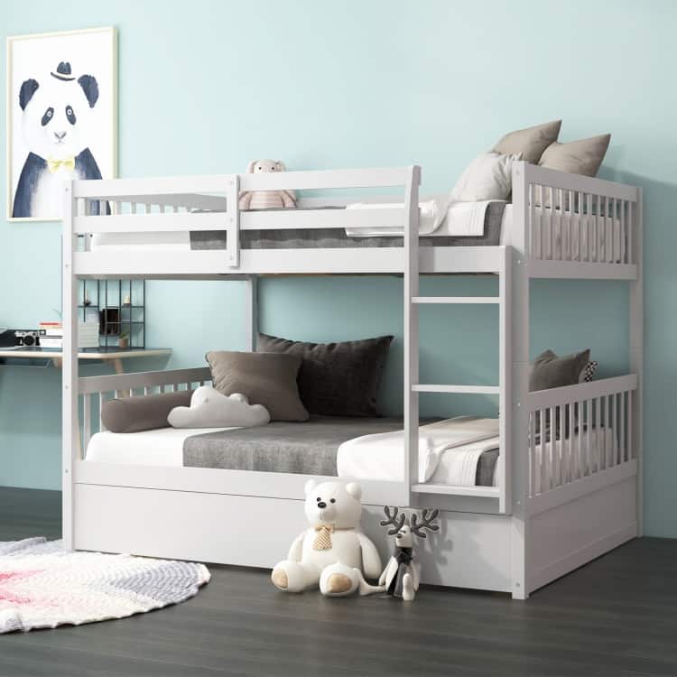Full over Full Bunk Bed Platform Wood Bed