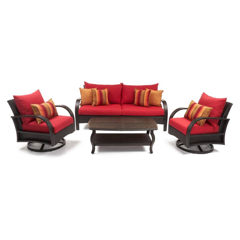 Barcelo 4 Piece Sunbrella Outdoor Patio Motion Seating Set with Table
