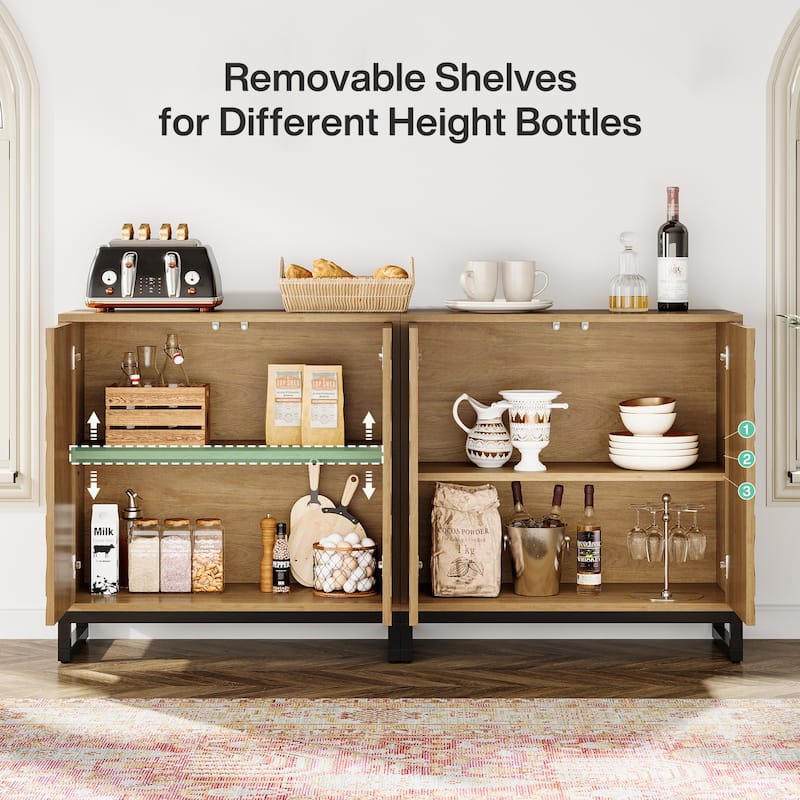 57.5" Rustic Sideboard Buffet Cabinet with Doors - 13.77"D x 57.48"W x 31.69"H