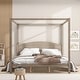 preview thumbnail 10 of 15, 83.9"L Wood Canopy Bed Platform Bed with Headboard and Support Legs,King Size Brown