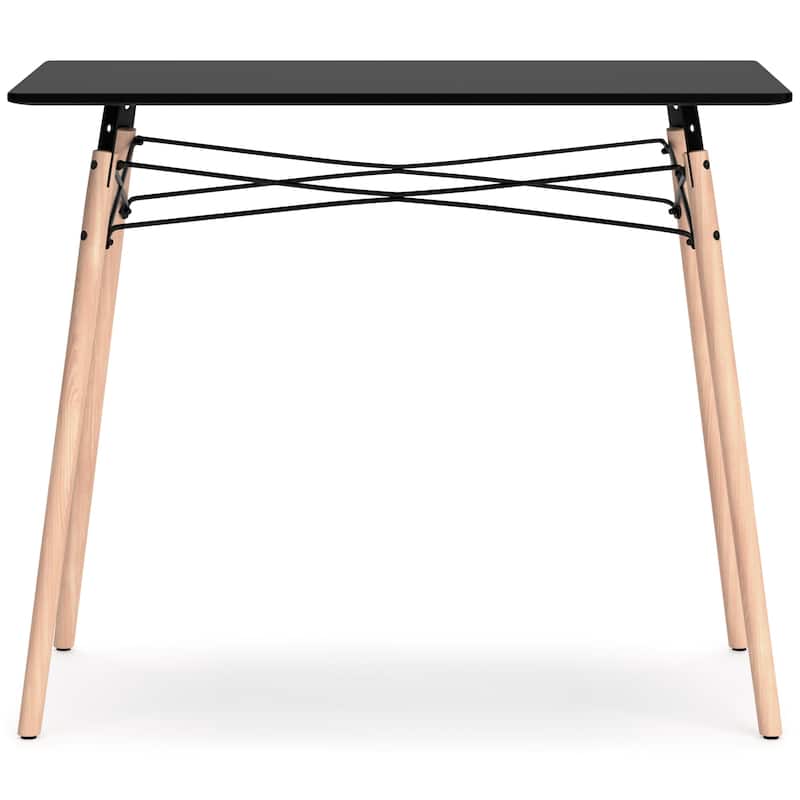 Laara Home Office Desk, Black, Brown Wood, Metal Leg Braces, 36 Inch