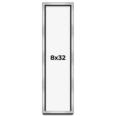 8x32 Shadow Box Frame Silver | 1.375 Inches Deep Real Wood