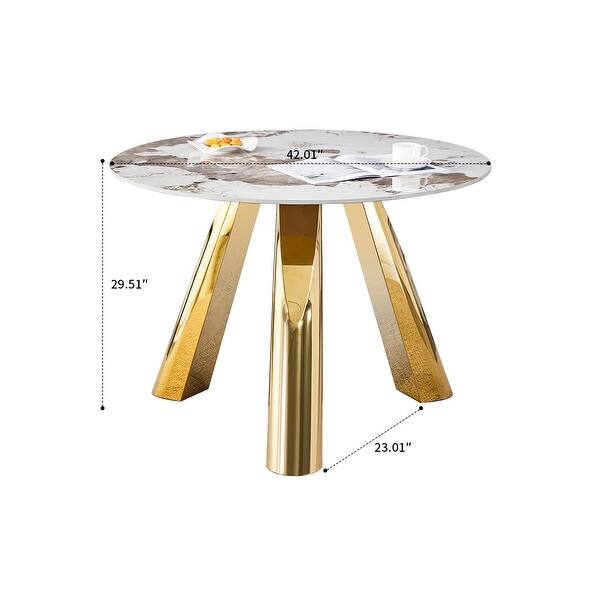 Elegant Stylish Round Dining Table with Sintered Stone Slate Top and ...