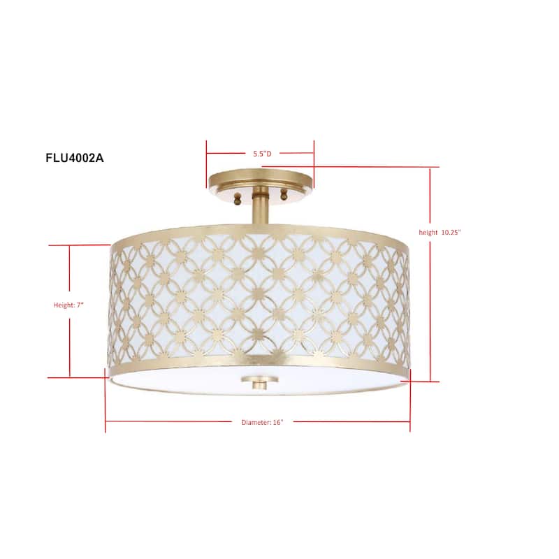 SAFAVIEH Lighting Godeleine 16-inch 3-Light Flush Mount - 16" x 16" x 10.25" - Gold - 16Wx16Dx10H
