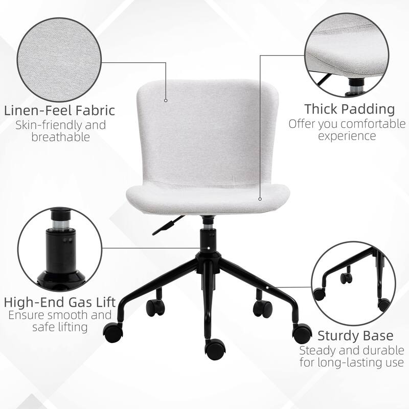 Vinsetto Home Office Chair, Swivel Task Chair with Adjustable Height, Armless