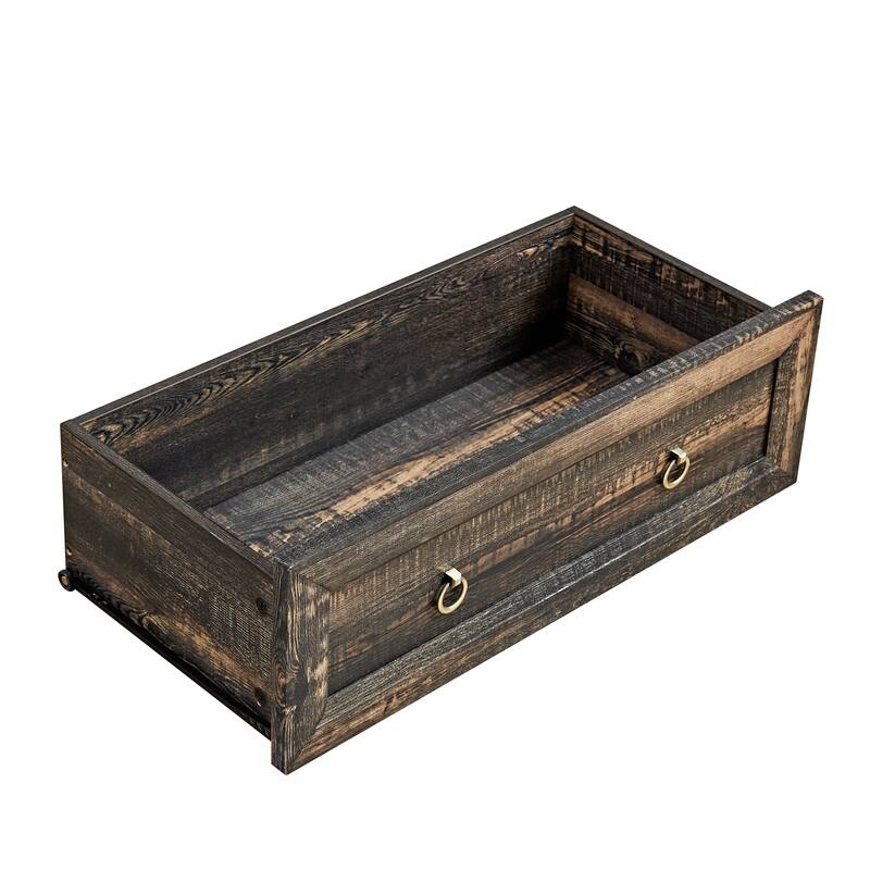 Farmhouse Style 5-Drawer Vertical Chest with Rustic Wood Wide Finish and Metal Ring Handle