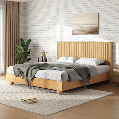 Christopher Knight Home - Anna Natural Wood Bed Frame With Reeded Headboard