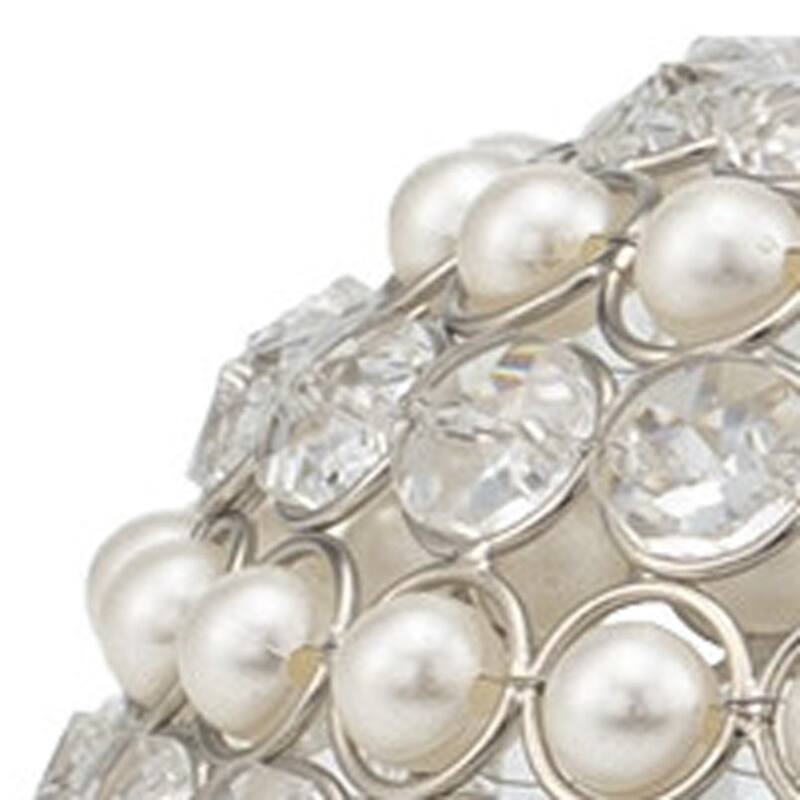 HomeRoots Set Of Two 5" Silver And Clear Faux Crystal Decorative Orb Sculptures - 5" H x 5" W x 5" D