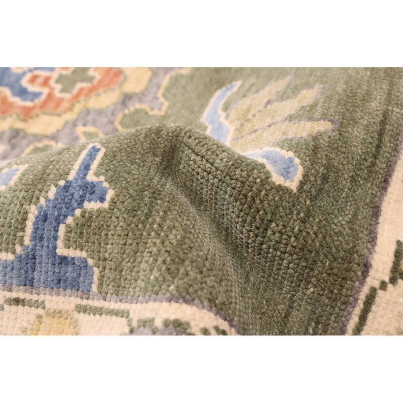 ECARPETGALLERY Hand-knotted Modern Oushak Dark Green Wool Rug - 10'2 x 14'0