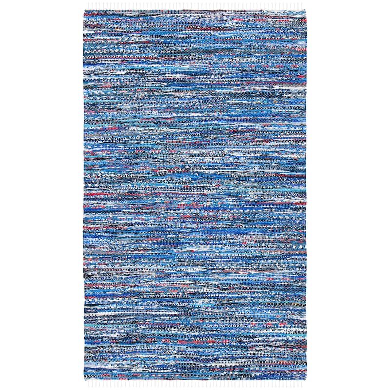 SAFAVIEH Handmade Rag Rug Irmeli Casual Stripe Cotton Rug - 4' x 6' - Blue/Multi