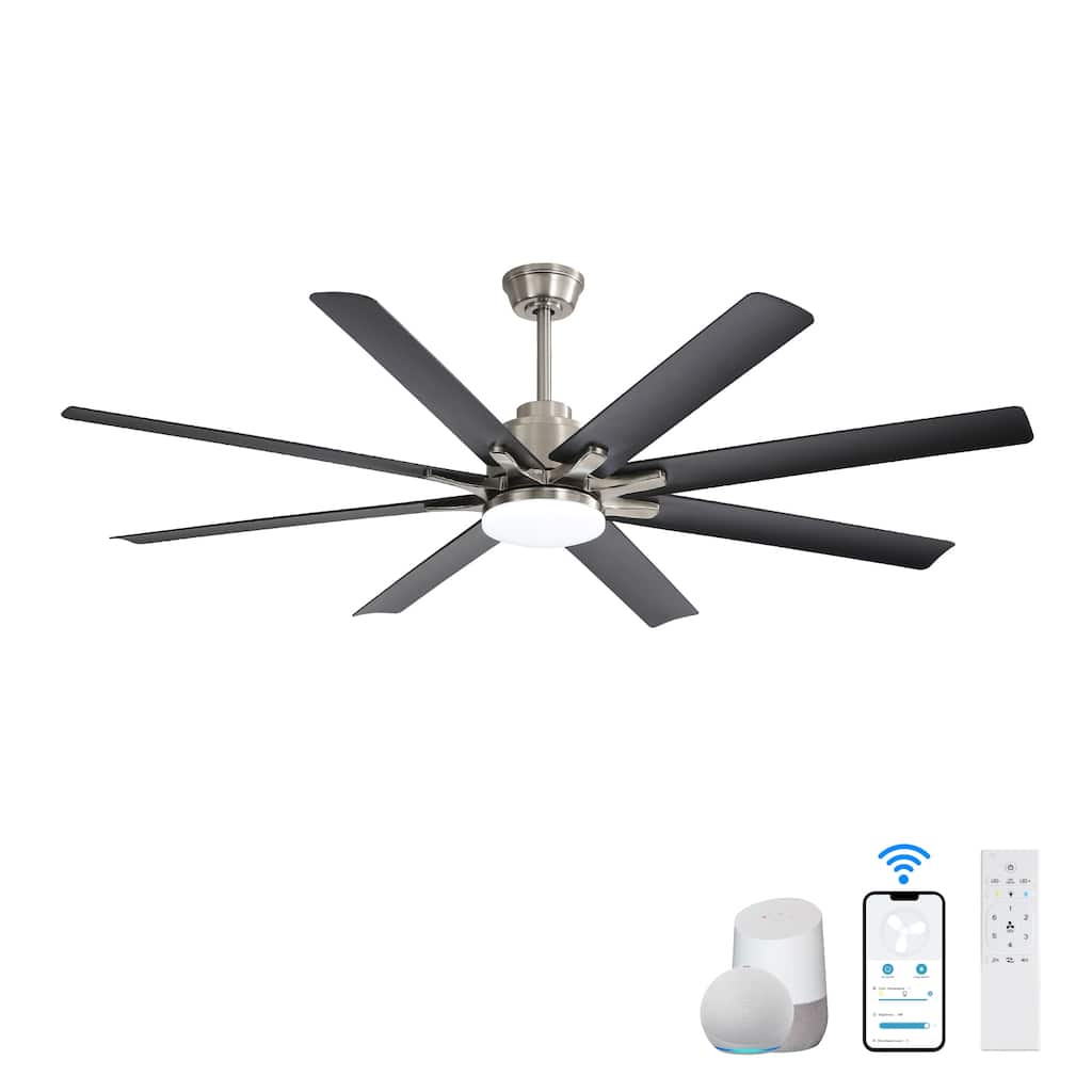 66 Inch Low Profile Ceiling Fan with Dimmable Lights and Remote Control 6 Speed Reversible Noiseless DC Motor for Indoor