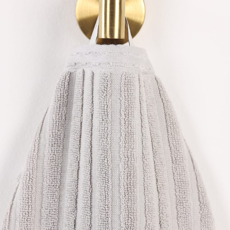 Blue Nile Mills Modern Ribbed 100% Cotton Quick-Dry 3-Piece Towel Set - Silver