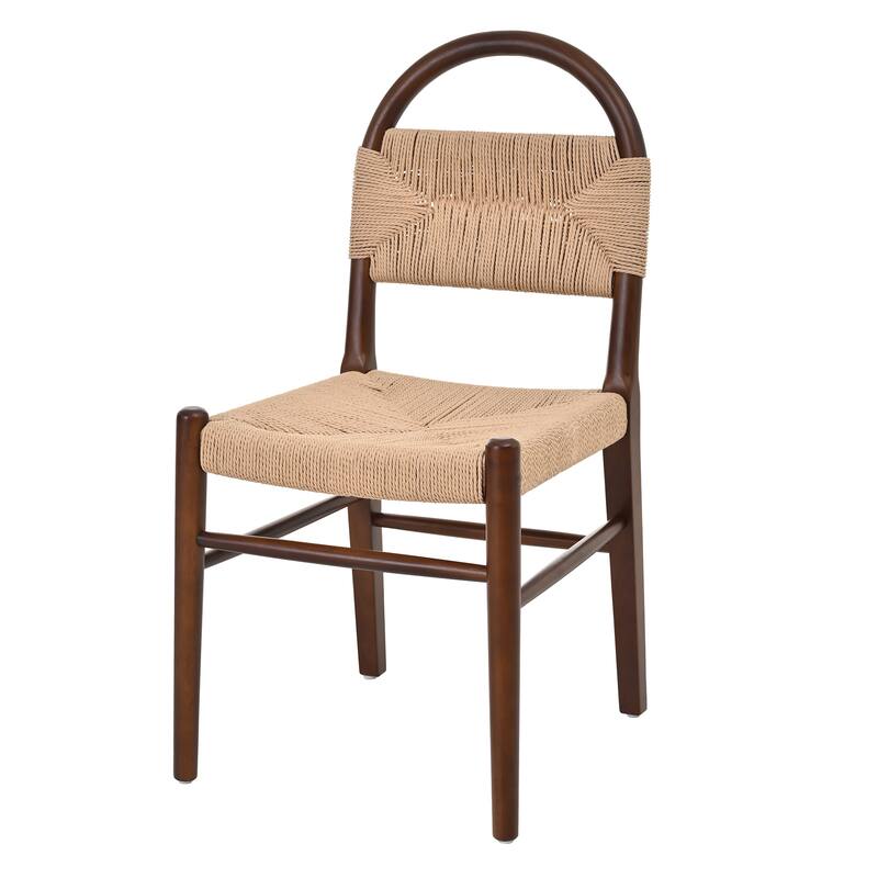 Christopher Knight Home - Modern Solid Ruberwood Dining Chair Set with Handwoven Paper Rope Seat and Back