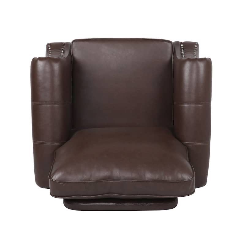 Modern 36.5" PU Upholstered Club Chair with Birch Wood Legs and Nailheads
