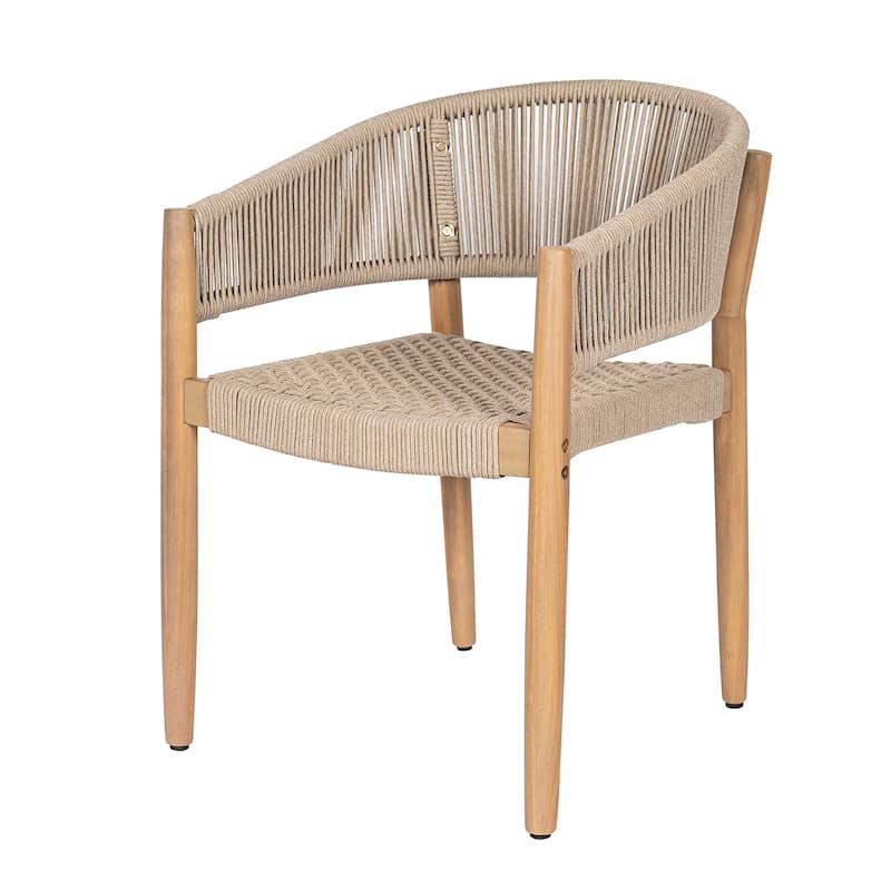 Christopher Knight Home - Valterra Modern Acacia Wood 9-Piece Dining Set with Rope Woven Chairs