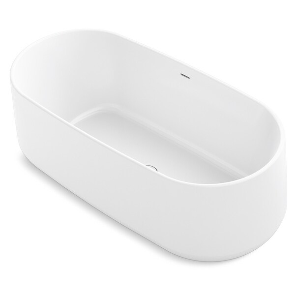 Kohler K-8336 Ceric 65" Lithocast Gloss Soaking Tub for Freestanding Installation with Center Toe-Tap Drain - White