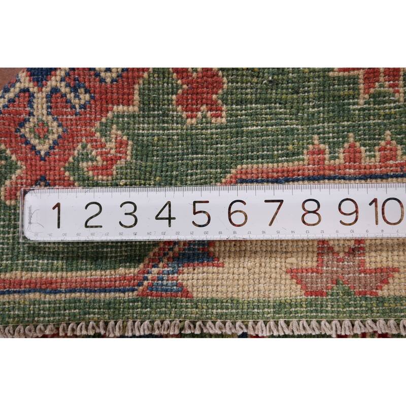 Light Green Kazak Oriental Foyer Rug Hand-Knotted Wool Carpet - 2'9" x 4'1"