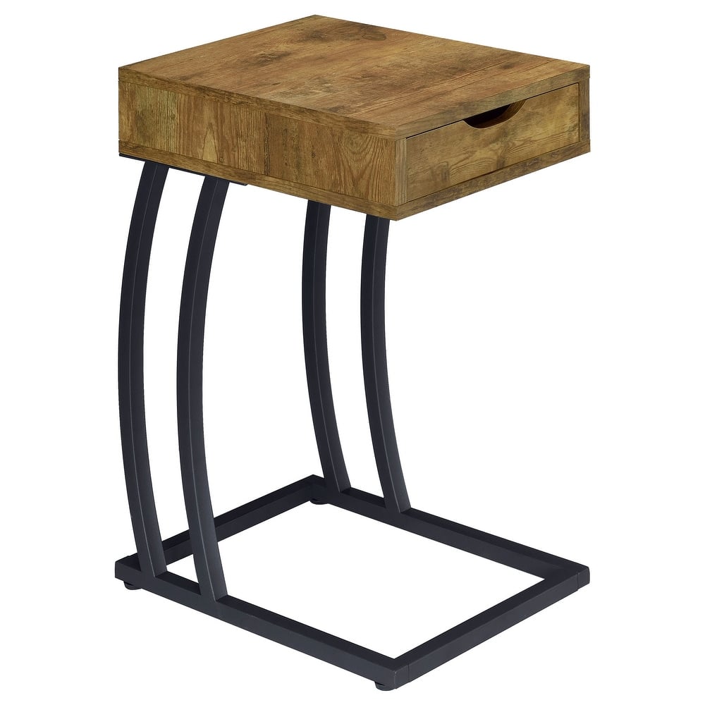 Troy 1-drawer C-Shaped Side Table Power Outlet