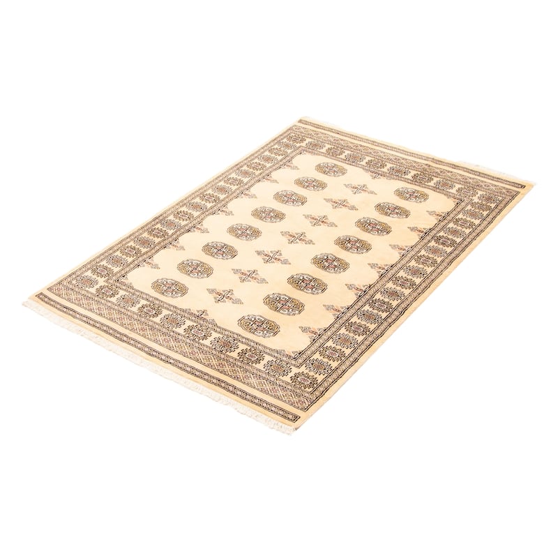 ECARPETGALLERY Hand-knotted Peshawar Bokhara Beige Wool Rug - 4'0 x 6'2