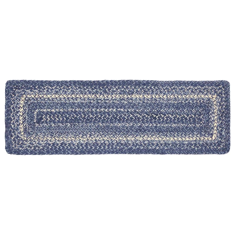Great Falls Blue Jute Stair Tread Rect Latex 8.5x27