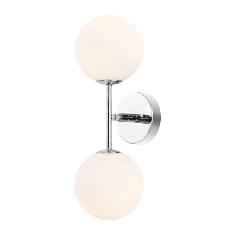 SAFAVIEH Rakhee 2-Light Globe Bathroom Vanity Wall Sconce (LED Bulbs Included) - 17.5 In. W x 7 In. D x 6 In. H - 18Wx7Dx6H