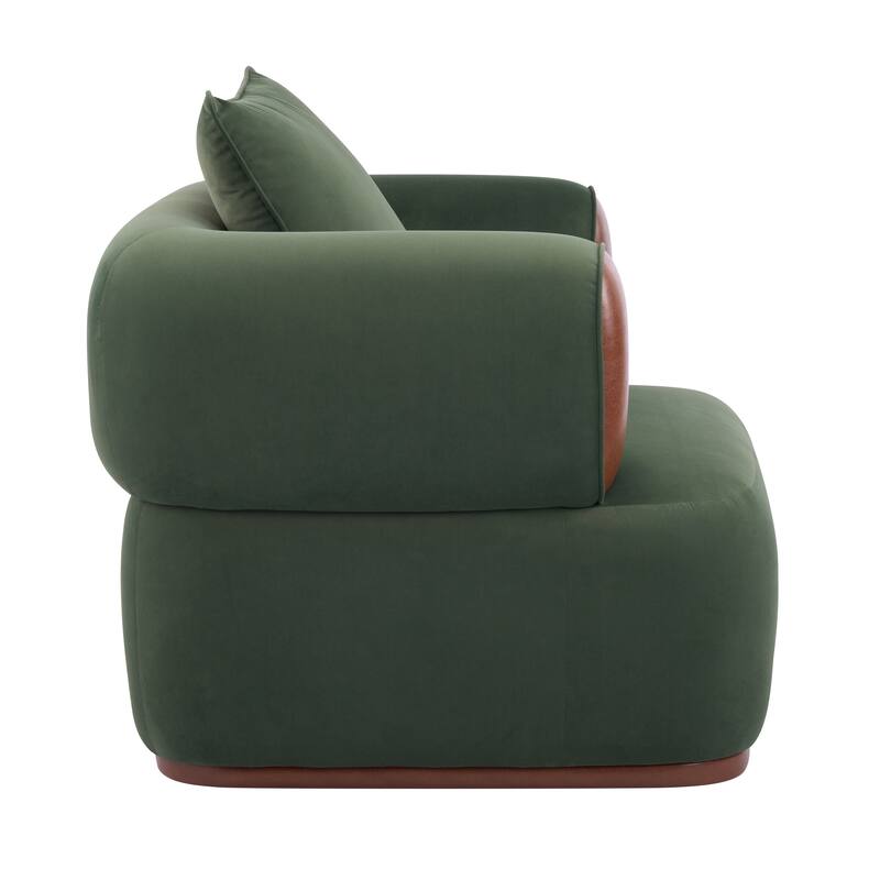 Christopher Knight Home Elyndor Velvet and PU Lounge Chair with Wrap-Around Backrest