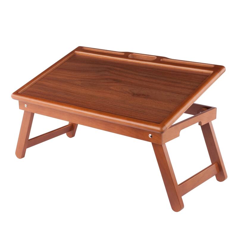 Arlo Breakfast Tray with Flip Top Teak Finish