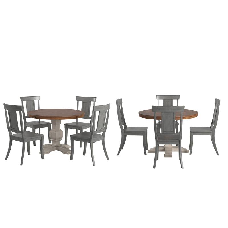 Ronda 45" Round Solid Wood Top Dining Set with Panel Back Chairs