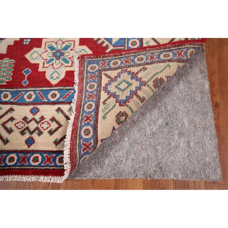 Red Kazak Oriental Area Rug Handmade Traditional Wool Carpet - 5'1" x 6'11"