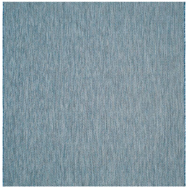 SAFAVIEH Courtyard Ilmur Indoor/ Outdoor Waterproof Patio Backyard Rug - 7'10" Square - Navy/Grey