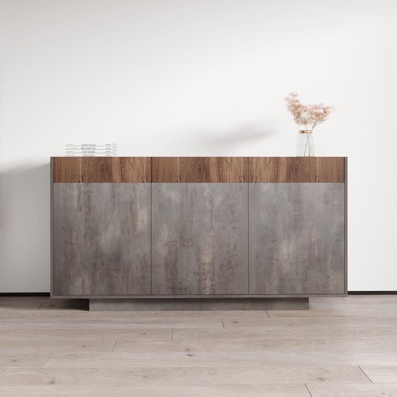 Meble Furniture Haopsa Sideboard Buffet Credenza 62.9W x 15.8D x 33.3H Modern European - Metal/Walnut