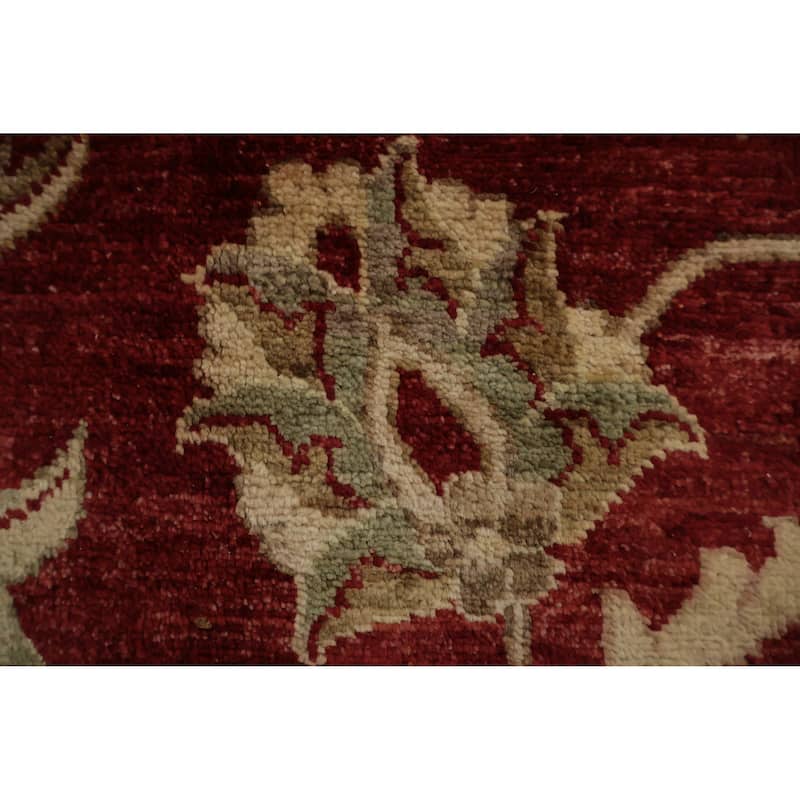 Hand Knotted Oriental 100% Wool Carpet Traditional Floral Red Peshawar Area Rug - 12' 4'' X 9' 0''