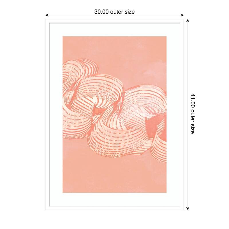 Flowering Peach Ribbon No. 1 by PI Studio Wood Framed Wall Art Print - Svelte White - 30 x 41 in