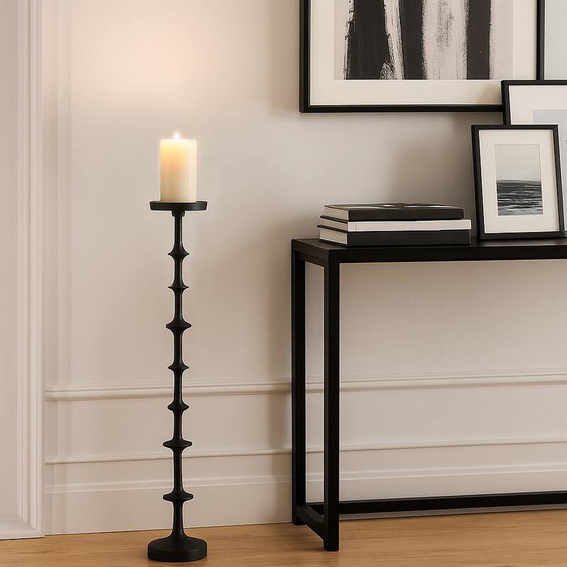 Black 36 in. Metal Abacus Floor Pillar Candle Holder - 35.75"