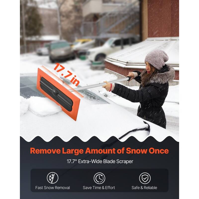 Lightweight Roof Snow Rake 17.7-Inch Foam Blade with Long Aluminum Handle for Easy Clearing - 47.24” x 17.72” x 6.50”