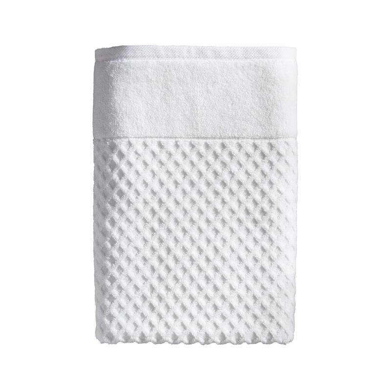 Linery & Co. Cotton Diamond Waffle Texture Bath Towels. - Bath Towel - Optic White