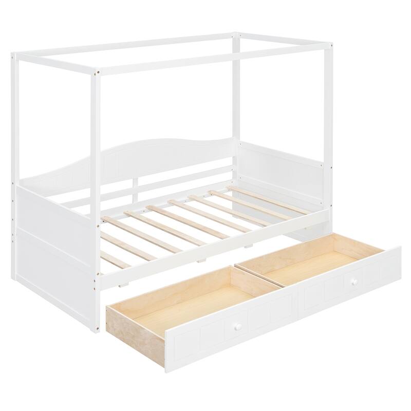Twin Canopy Daybed with 2 Storage Drawers, Elegant & Functional