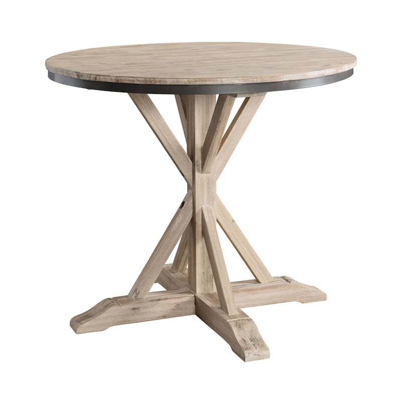 Round Counter Height Dining Table - 42 Inch Retro Design, Rustic Pedestal Table, Durable Finish