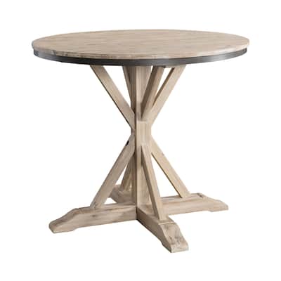 Round Counter Height Dining Table - 42 Inch Retro Design, Rustic Pedestal Table, Durable Finish