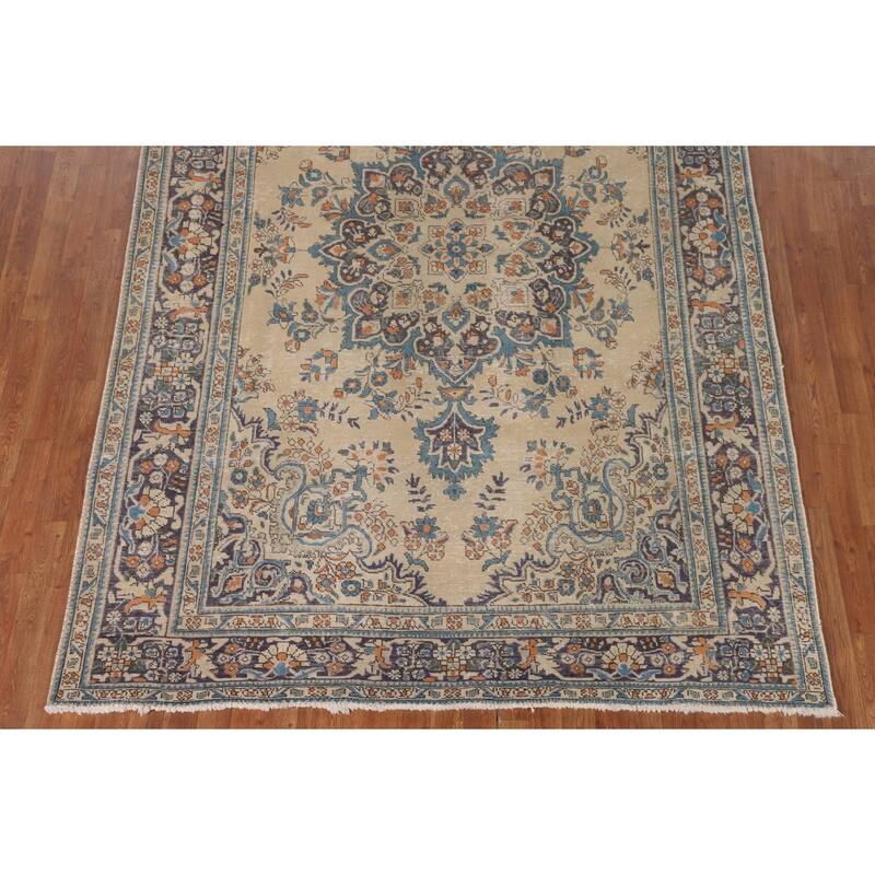 Tabriz Persian Vintage Rug Handmade Traditional Wool Carpet - 6'7"x 9'10"